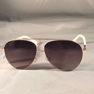 Balmain Light Gold and Black Aviator Sunglasses White Arms Style BL2103